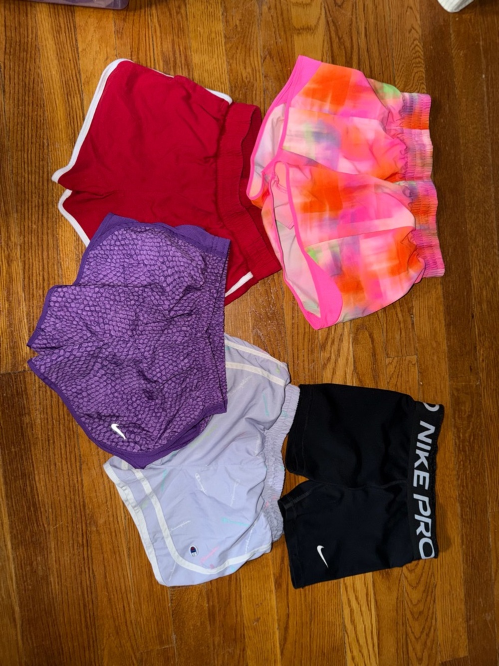 Mixed Athletic Shorts Bundle - Bright Pink, Red, Purple, Black, Light Gray